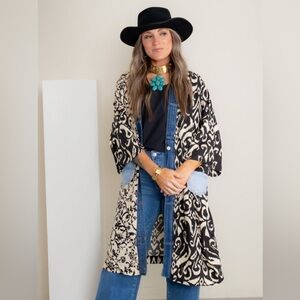 Shannon Passero Black, Cream & Denim Duster / Cardigan - NWT - One Size